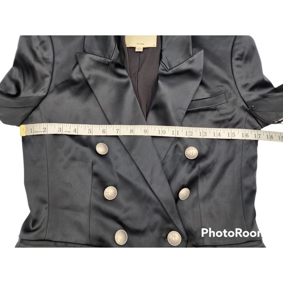 L'AGENCE Blazer Kenzie Double Breasted Black Satin Jacket Size 2 - Picture 12 of 16